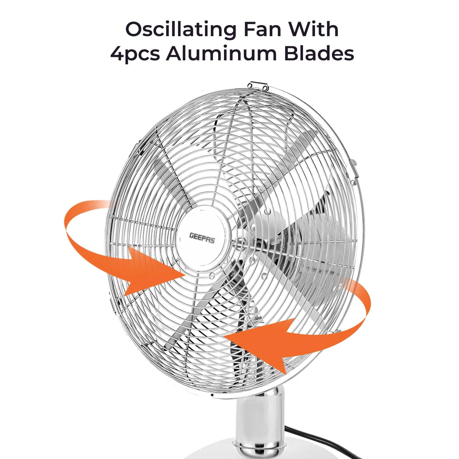 12" Portable Electric Chrome Metal Desk Fan 35W