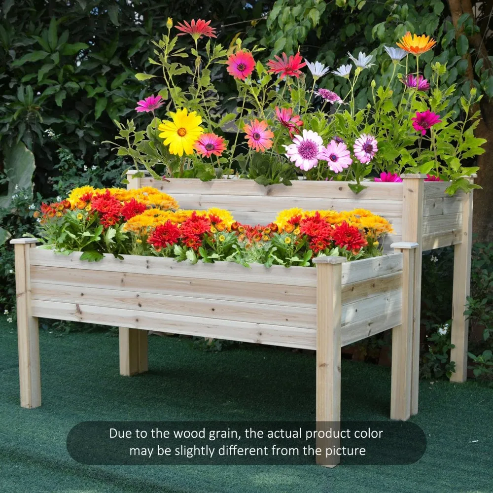 2 Piece Elevated Wooden Planter