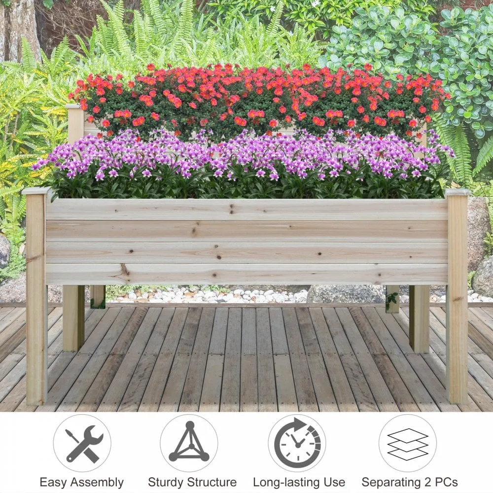 2 Piece Elevated Wooden Planter