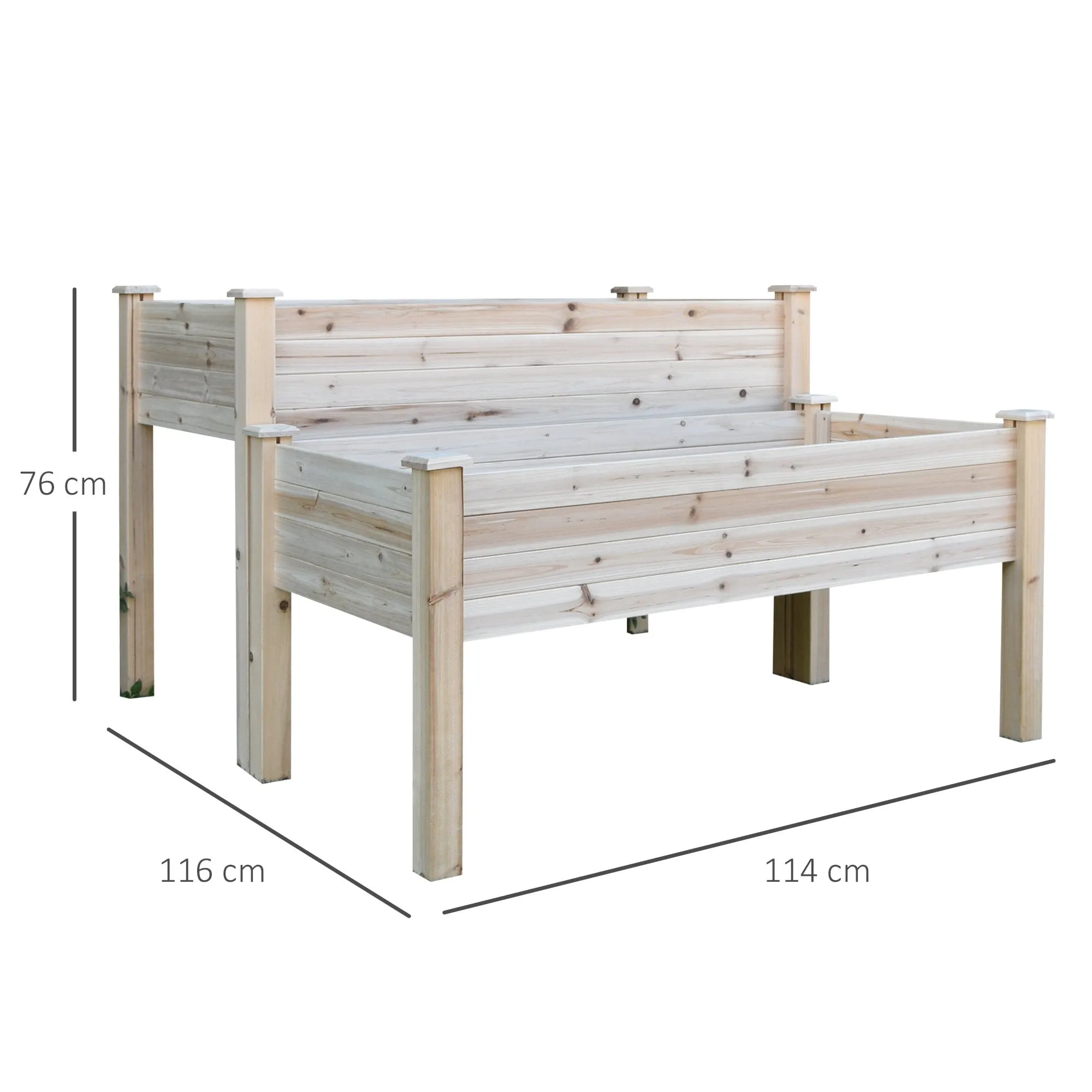 2 Piece Elevated Wooden Planter