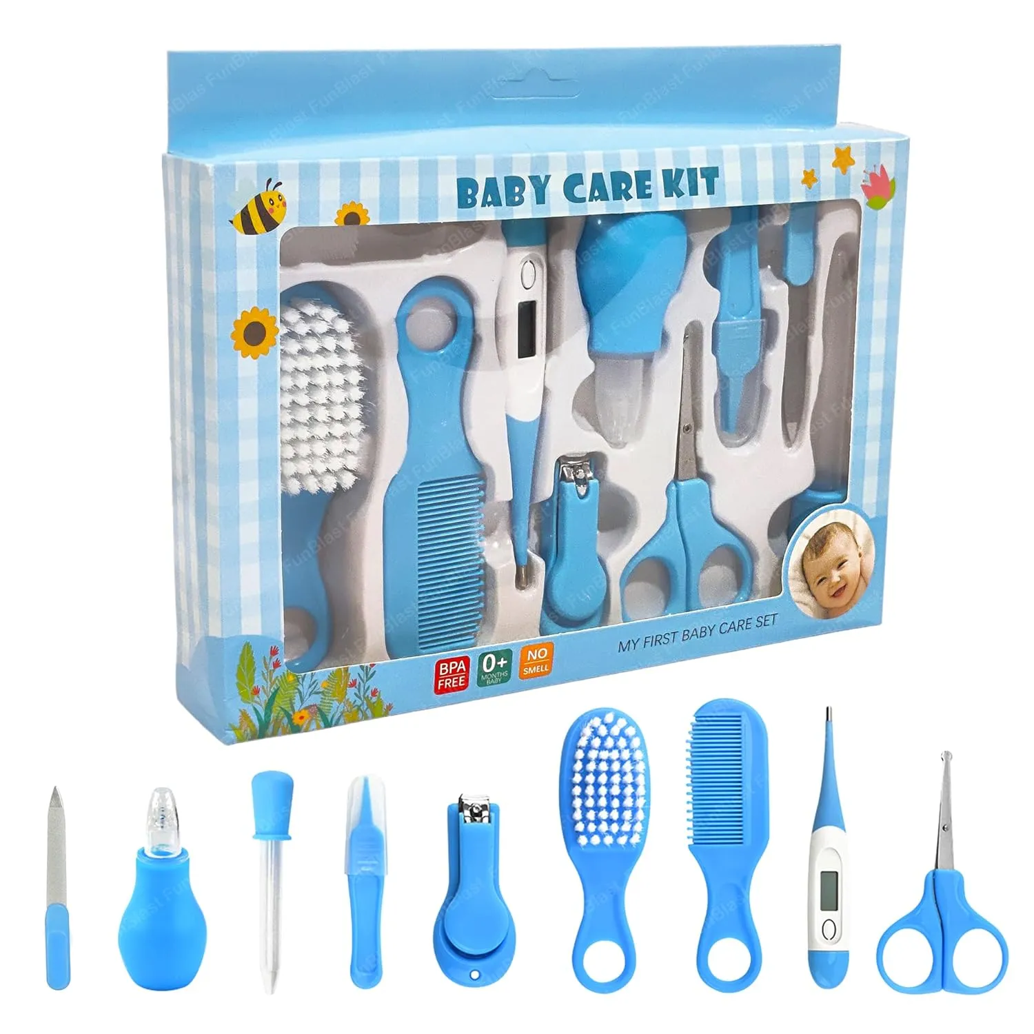 3102 Baby Grooming Kit - 10 Pieces Healthcare Accessories Kit for New Born Baby & Toddlers