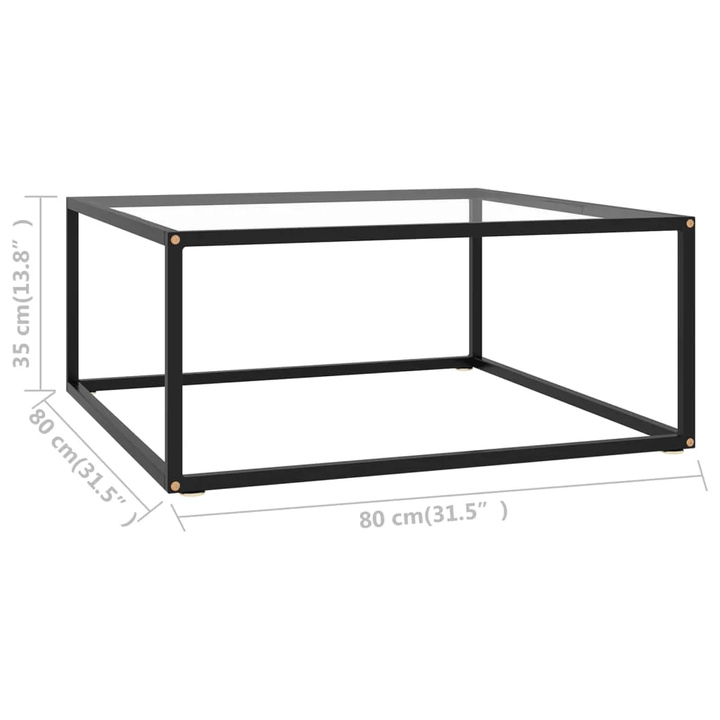 322875 vidaXL Coffee Table Black with Tempered Glass 80x80x35 cm