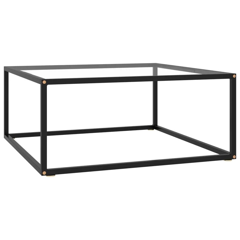 322875 vidaXL Coffee Table Black with Tempered Glass 80x80x35 cm