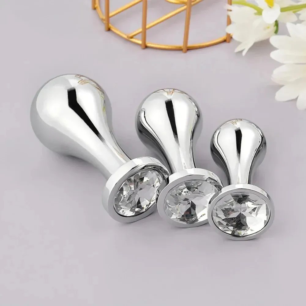 Alien Stainless Steel Anal Plug with Heart Crystal Anal Sex Toys for Women & Men