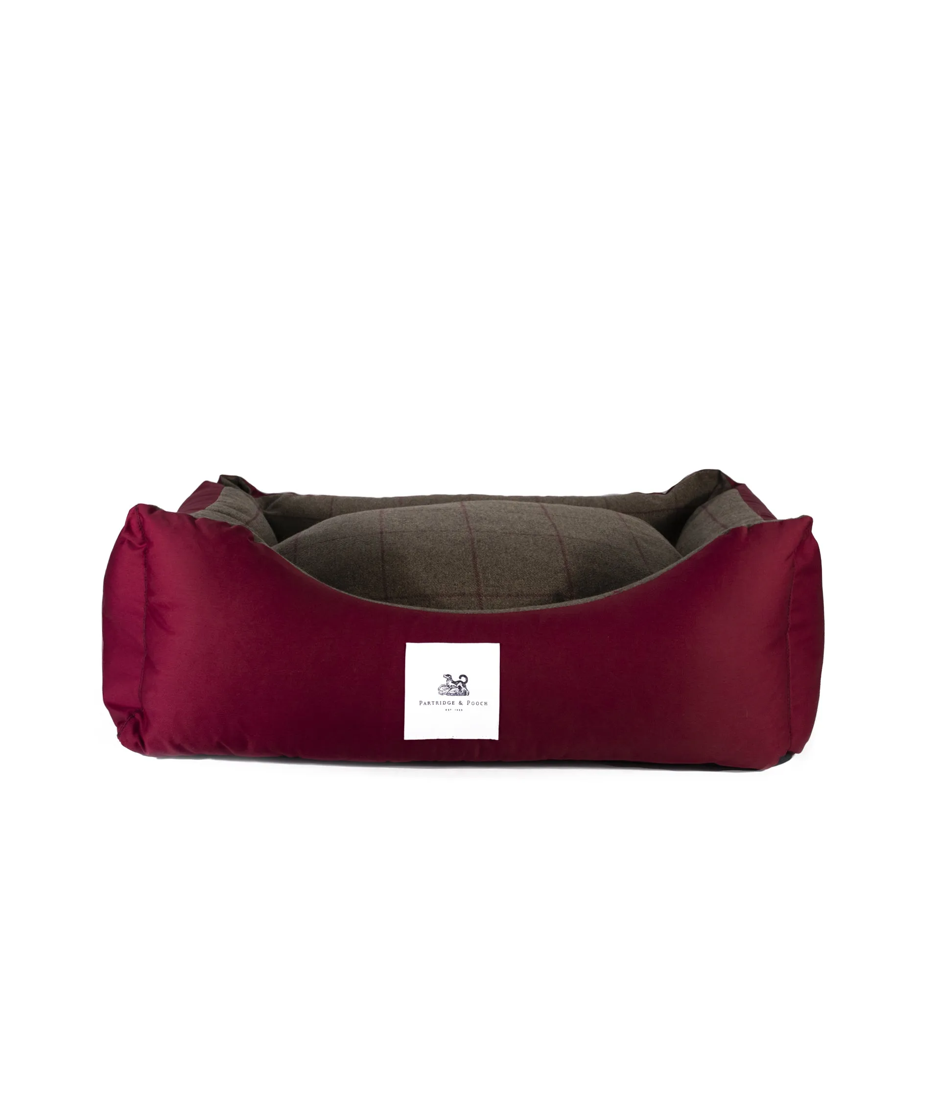 Amherst 2 in 1 Dog bed - Mulberry Red with Square Check