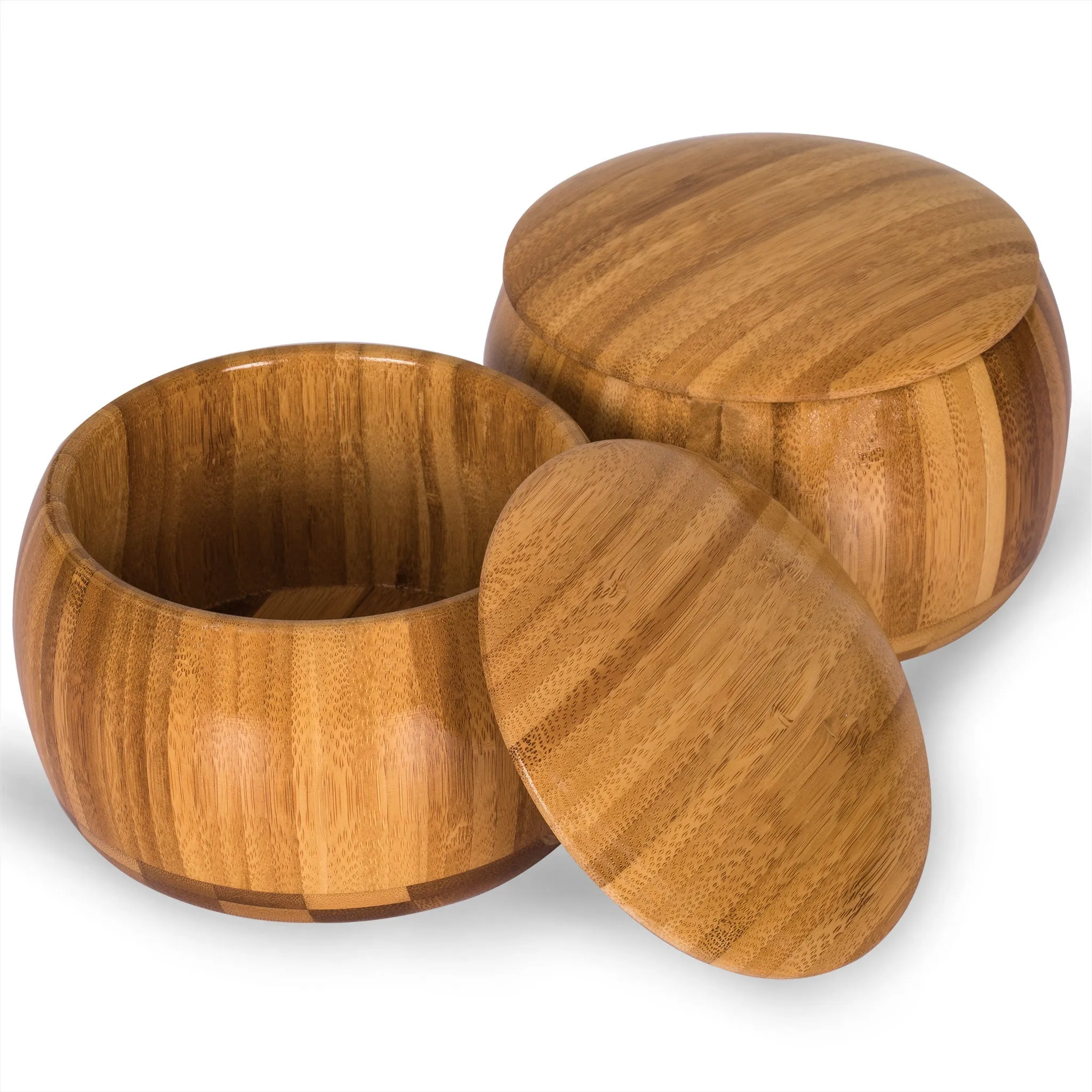 Bamboo Go Bowls (Gosu) and Carrying Bag for Go Game Stones - 5.8 x 3.9-Inch