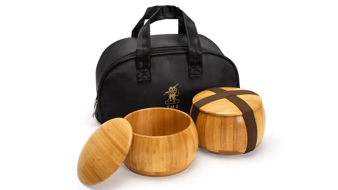 Bamboo Go Bowls (Gosu) and Carrying Bag for Go Game Stones - 5.8 x 3.9-Inch