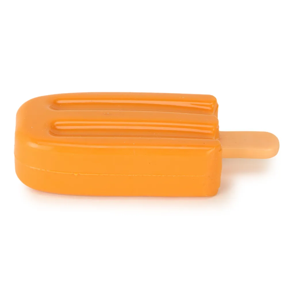 Basil Ice Cream Shaped Cool Lick Silicon Toy for Dogs (Orange)