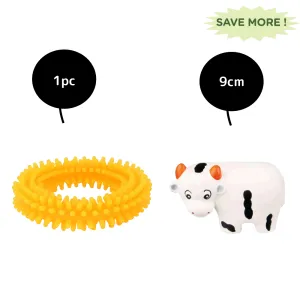 Basil Teething Ring Chew Toy and Trixie Baby Zoo Figures Latex Toy Combo for Dogs