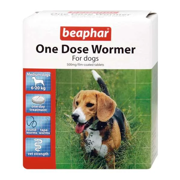 Beaphar One Dose Worming Tablets for Dogs (6-20kg) 2 Tablet