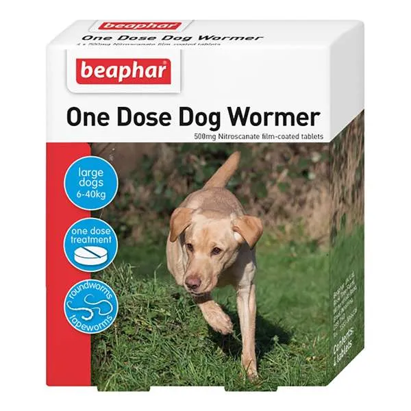 Beaphar One Dose Worming Tablets for Dogs (6-40kg) 4 Tablet