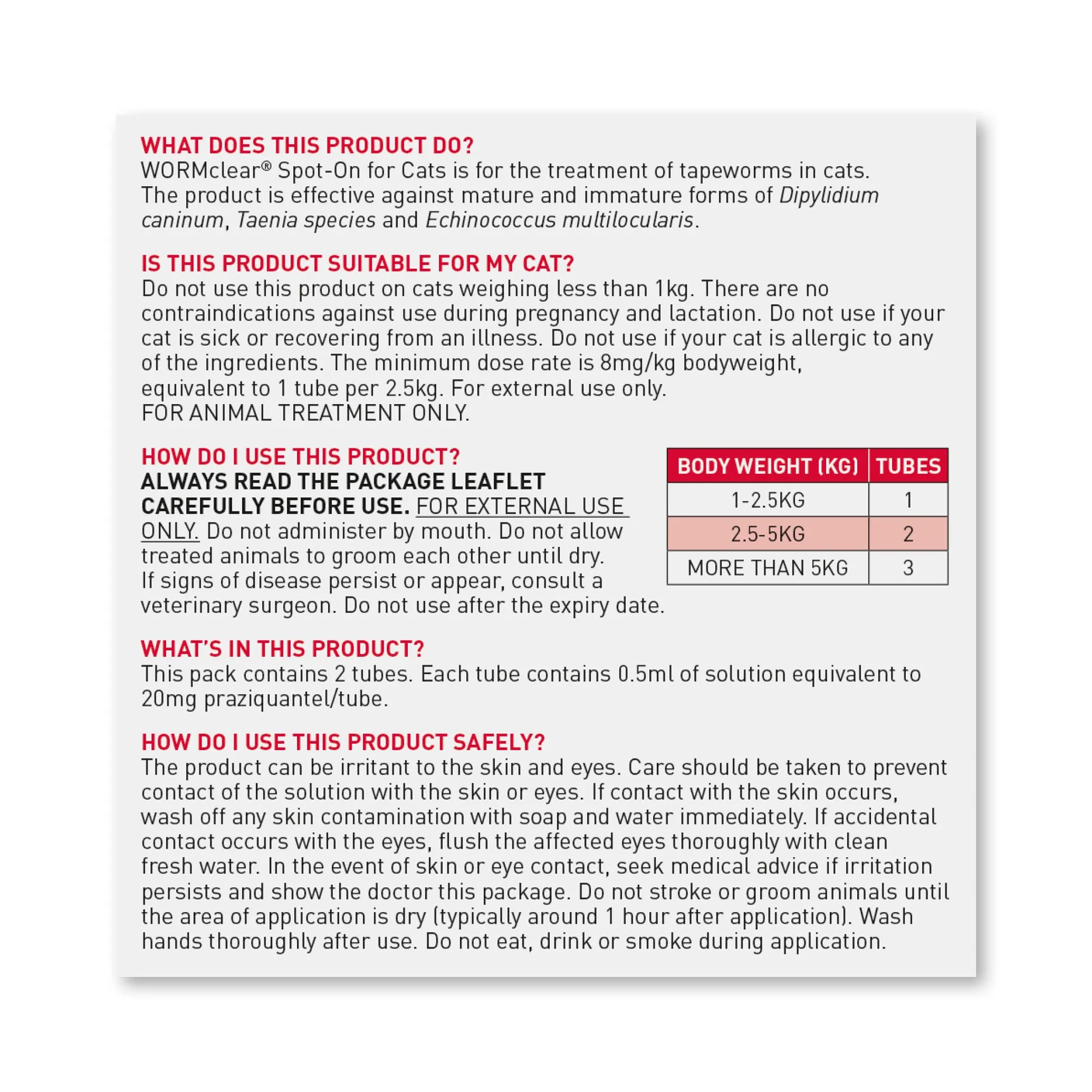 Beaphar | WormClear Spot-On Cat Dewormer | Easy Tapeworm Treatment