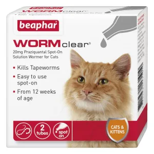 Beaphar | WormClear Spot-On Cat Dewormer | Easy Tapeworm Treatment