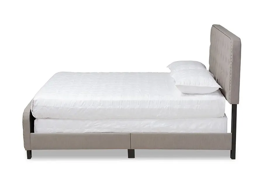 Camila Gray Fabric Upholstered Button Tufted Panel Bed (Full)