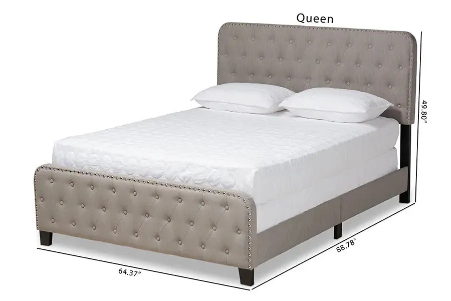 Camila Gray Fabric Upholstered Button Tufted Panel Bed (Full)