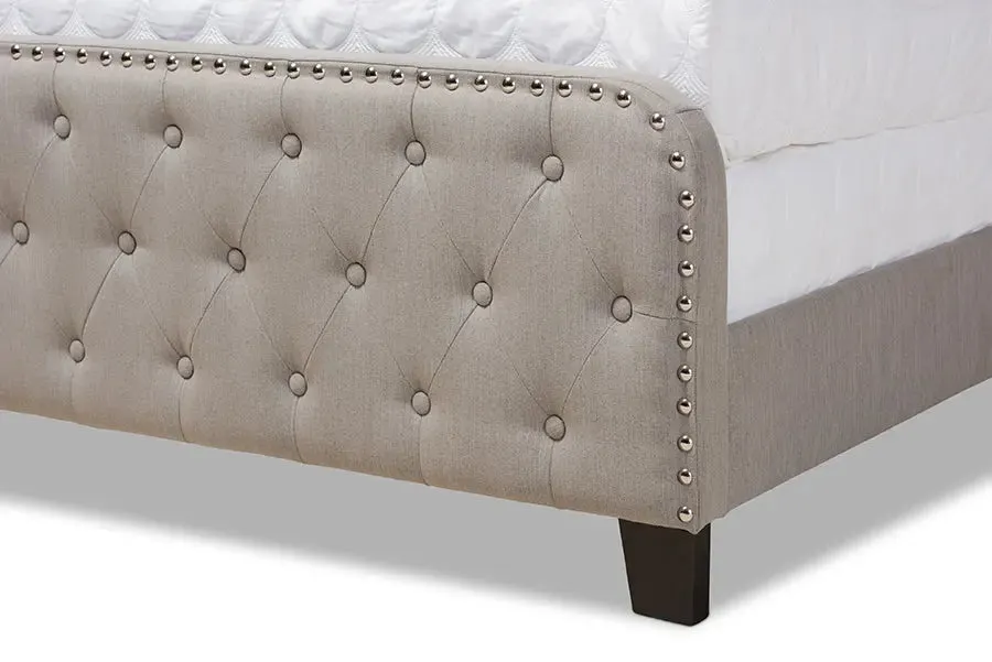 Camila Gray Fabric Upholstered Button Tufted Panel Bed (Full)