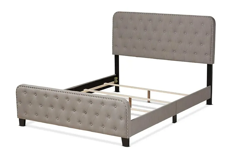 Camila Gray Fabric Upholstered Button Tufted Panel Bed (Full)