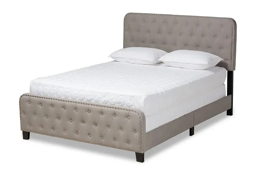 Camila Gray Fabric Upholstered Button Tufted Panel Bed (Full)