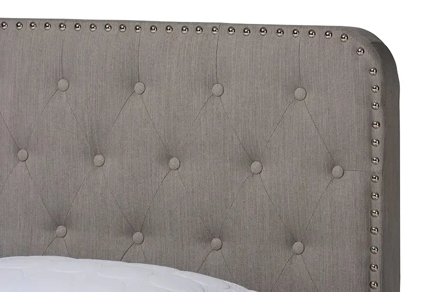 Camila Gray Fabric Upholstered Button Tufted Panel Bed (Full)