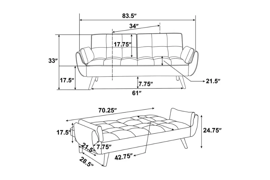 Caufield Upholstered Convertible Sofa Bed Turquoise Blue 360097