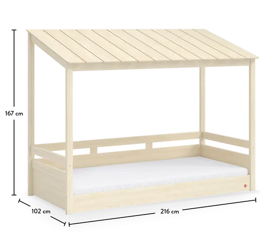 Cilek Montes Natural Bed with Wooden Roof (90x200 Cm)