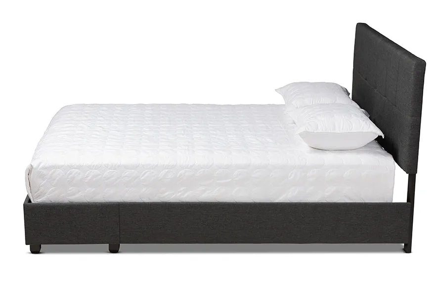 Clara Dark Gray Fabric 2-Drawer Platform Storage Bed (King)