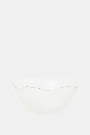 Clear And Gold Rim Glass Salad Bowl