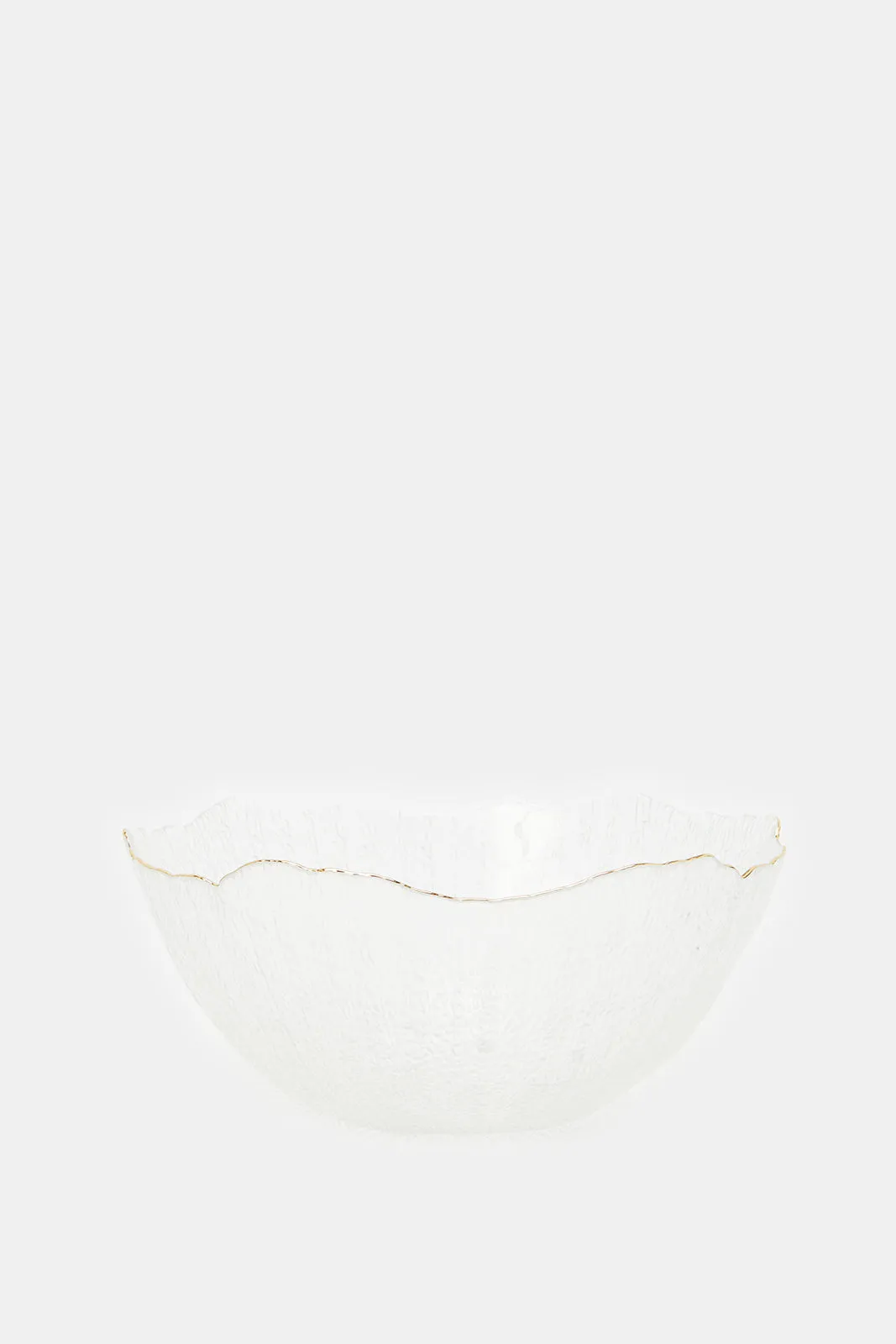 Clear And Gold Rim Glass Salad Bowl