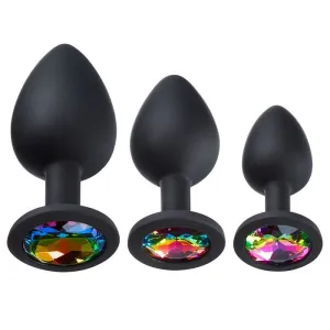 Cloud 9 Novelties Gems Silicone Anal Plug - Includes Small, Med & Large Size