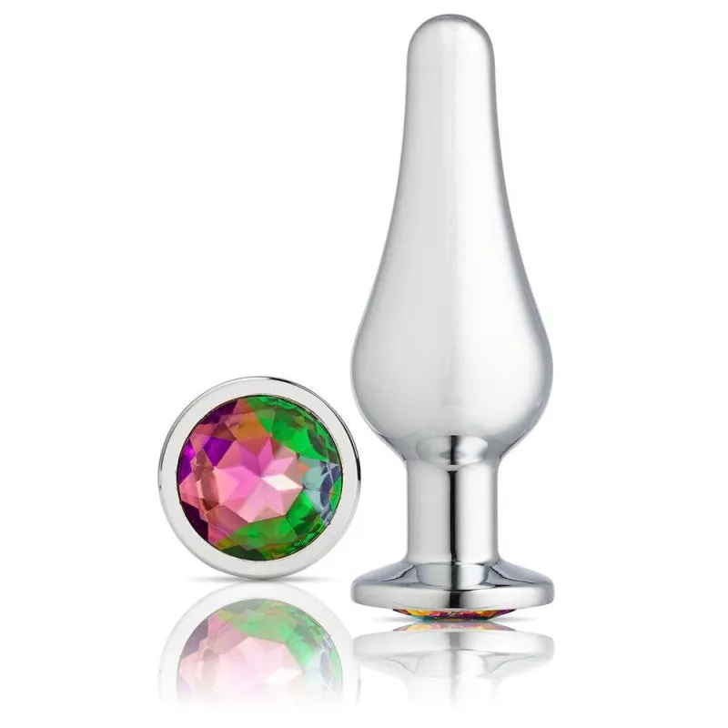 Cloud 9 Novelties Gems Silver Chrome Tall  Plug - Small