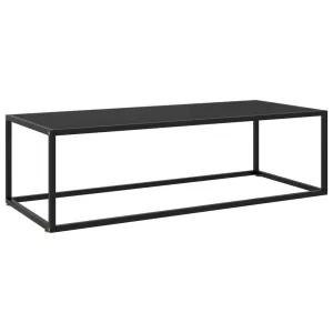 Coffee Table Black with Black Glass 120x50x35 cm