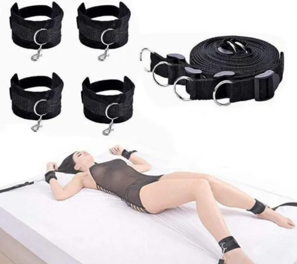 Come Closer Black Erotic Bed Restraints | Wrist | Ankle | Adjustable | Fetish