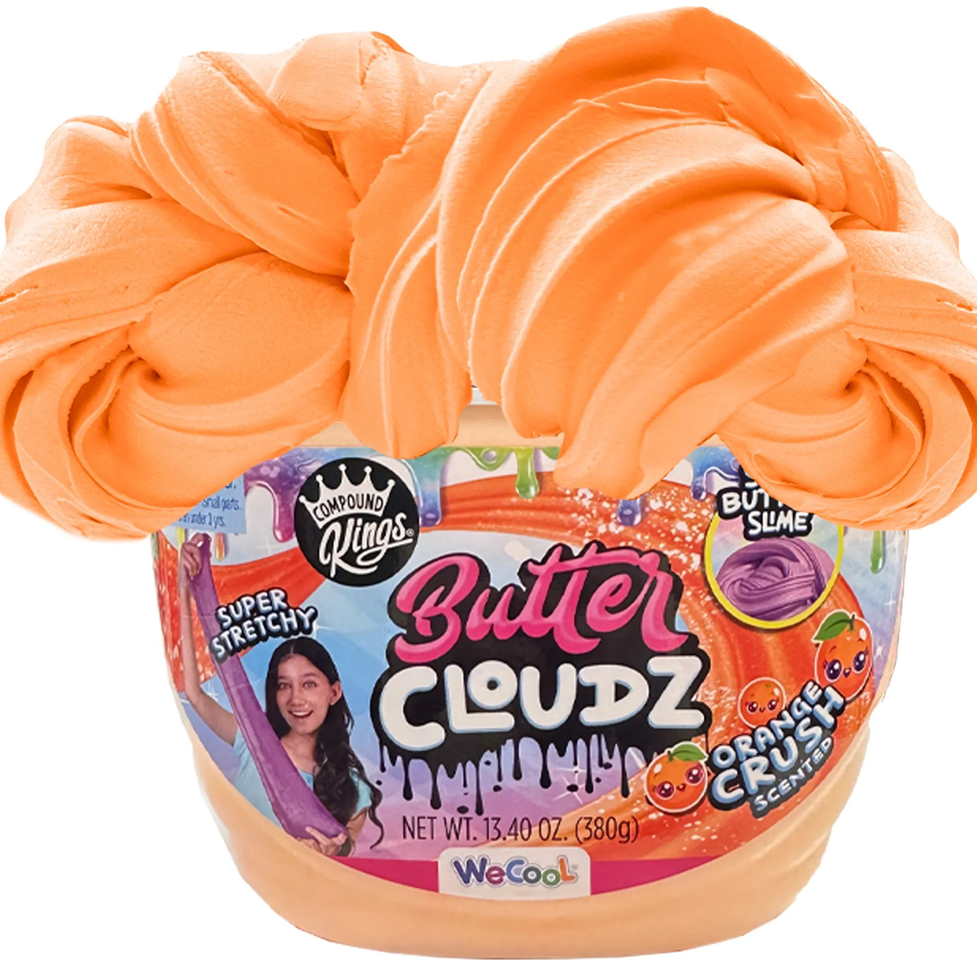 COMPOUND KINGS Fluffy Butter Cloudz Compound Bucket For Girls & Boys | Sensory Toys | Non-Toxic & Non-Sticky | Stress Relieving Tactile | (Orange Crush)