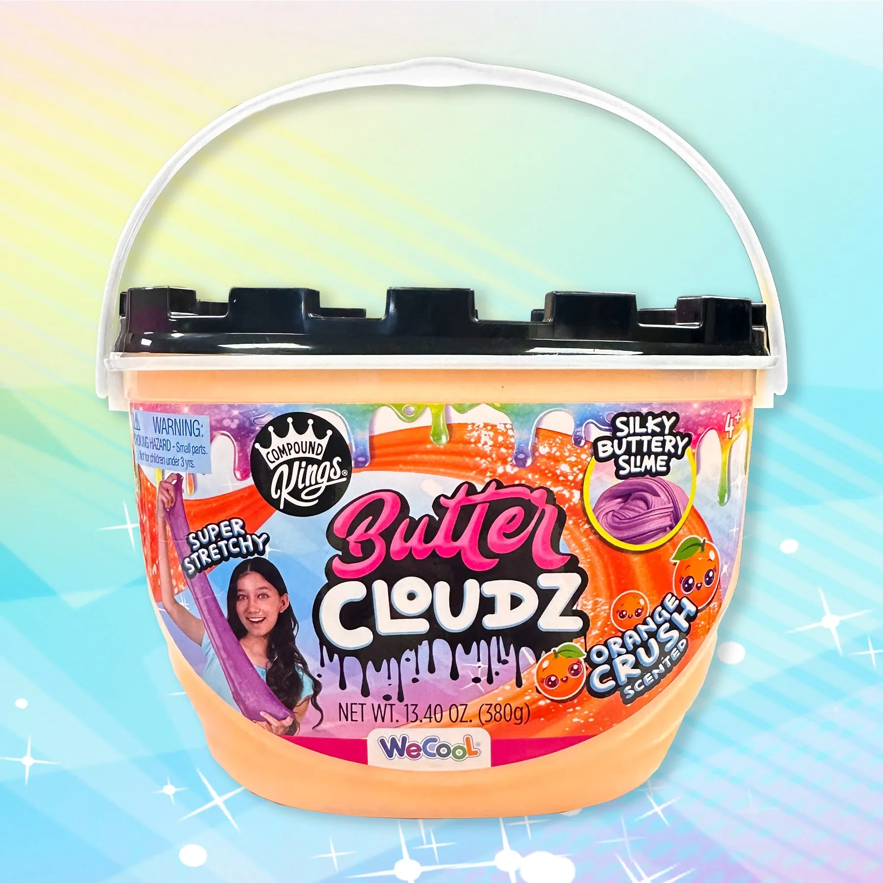 COMPOUND KINGS Fluffy Butter Cloudz Compound Bucket For Girls & Boys | Sensory Toys | Non-Toxic & Non-Sticky | Stress Relieving Tactile | (Orange Crush)