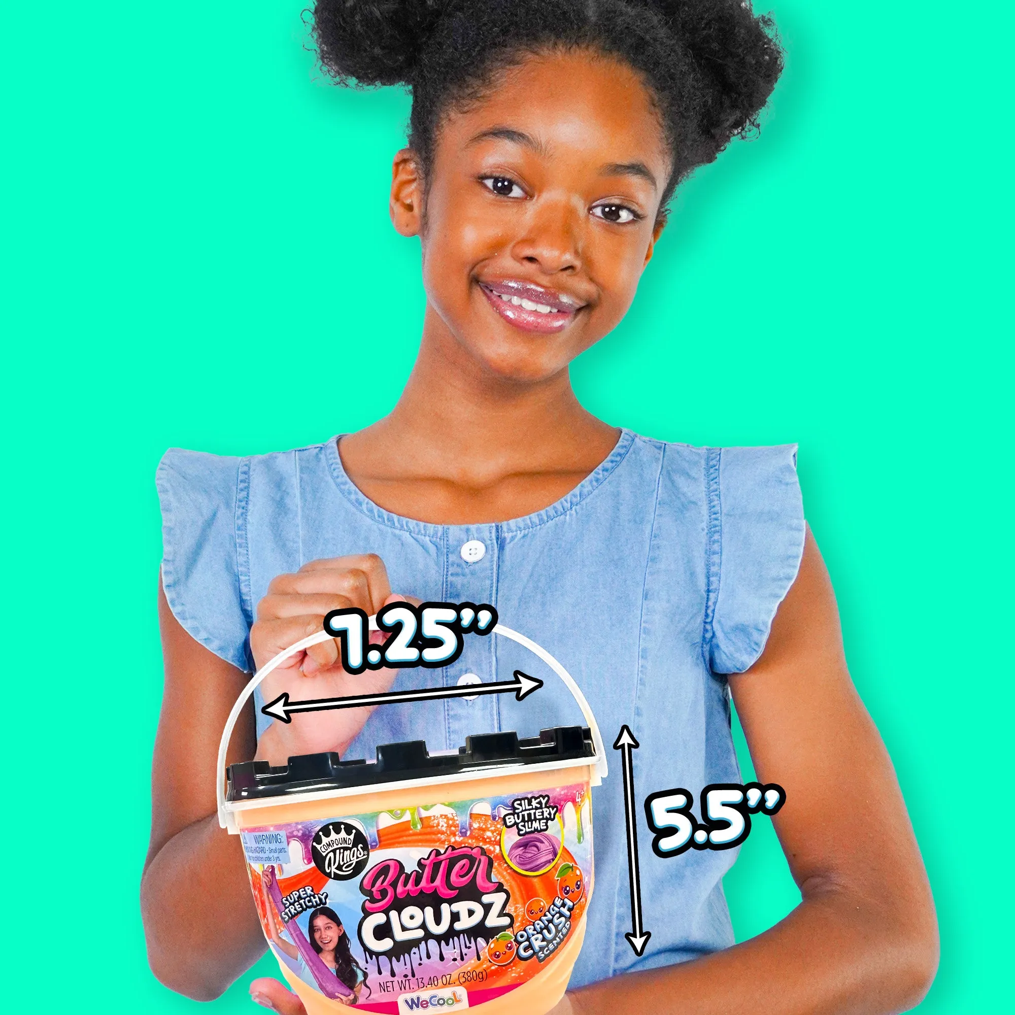 COMPOUND KINGS Fluffy Butter Cloudz Compound Bucket For Girls & Boys | Sensory Toys | Non-Toxic & Non-Sticky | Stress Relieving Tactile | (Orange Crush)