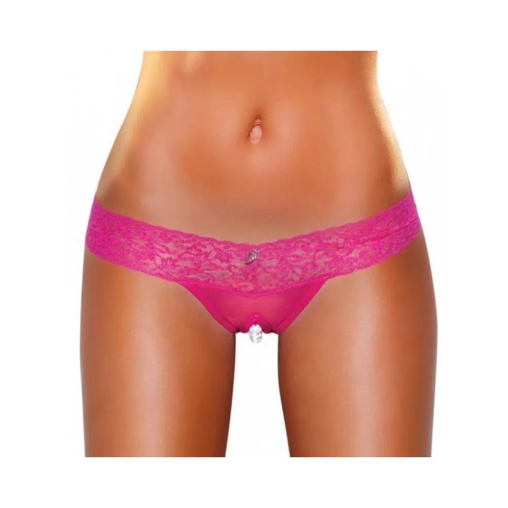 CROTCHLESS PANTIES W/PEARL BEADS HOT PINK ML