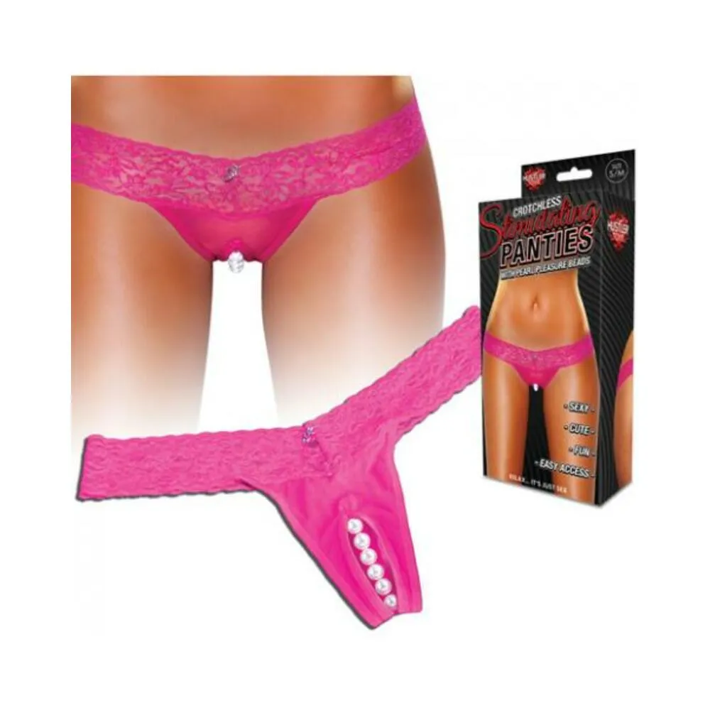 CROTCHLESS PANTIES W/PEARL BEADS HOT PINK ML