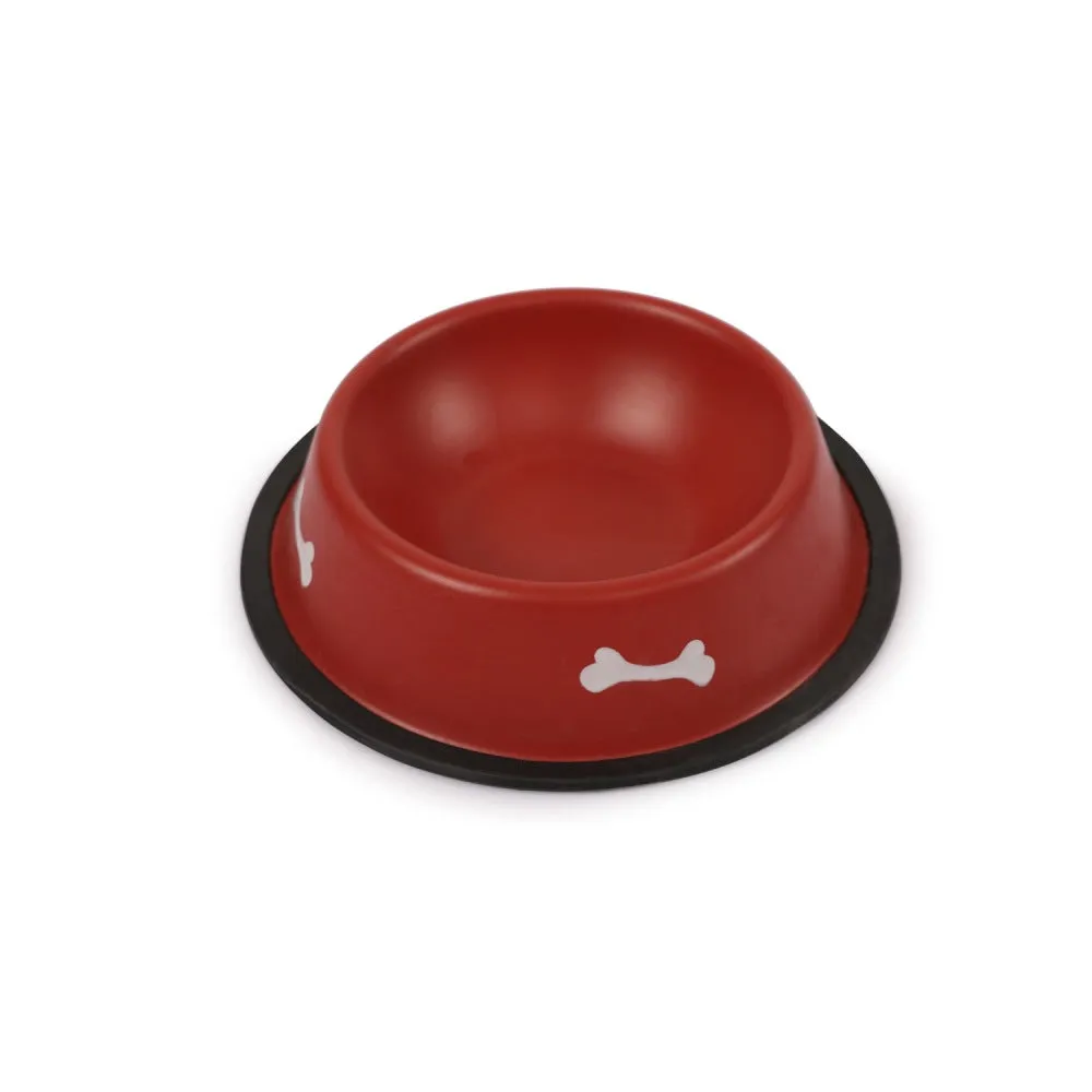 Dear Pet Bone Printed Steal Bowl for Dogs