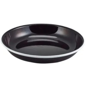 Enamel Rice/Pasta Plate Black with White Rim 20cm- Pack 1