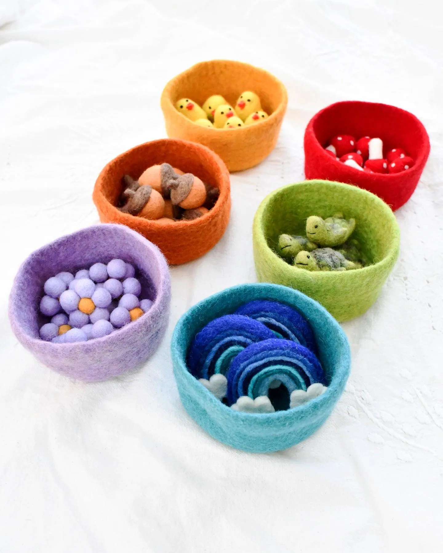 Felt Big Colourful Bowls - Set of 6