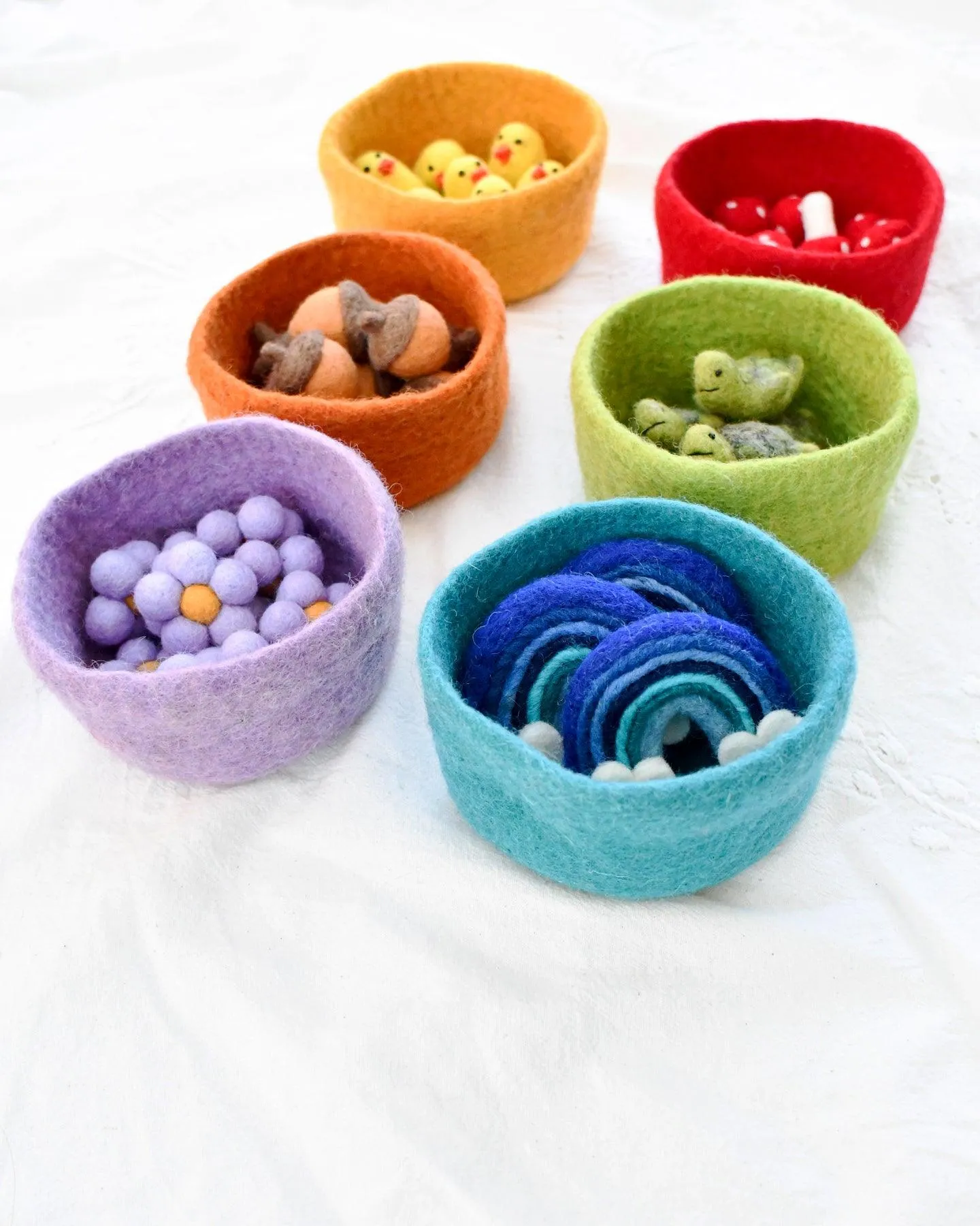 Felt Big Colourful Bowls - Set of 6