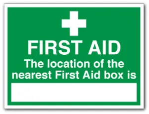 FIRST AID The location of the nearest First Aid box is ___