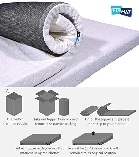 Fitmat Orthopedic Memory Foam Mattress Topper for King, Queen Size Bed |Super Soft Made Memory Foam|Back Pain Relief| Easy to Use | Sleep Improvement (72x60 inch)