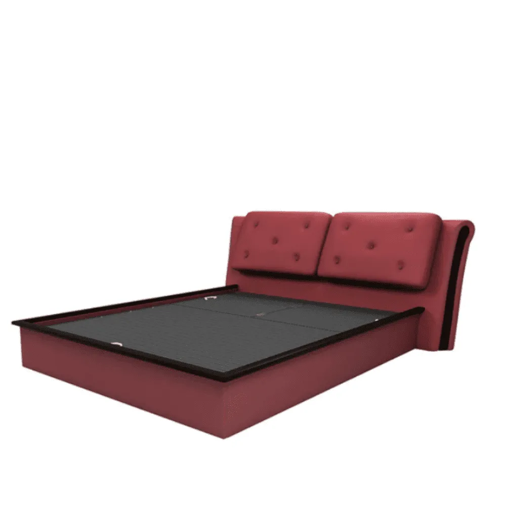 Heralding Upholstered Size Bed with Storage Burgundy Suede