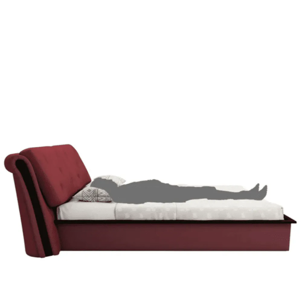 Heralding Upholstered Size Bed with Storage Burgundy Suede