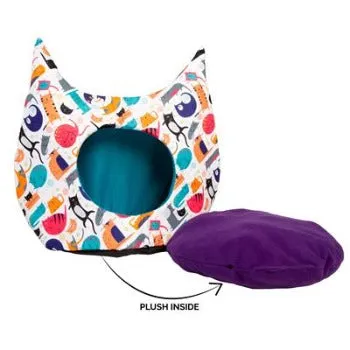 Hooded Cat Bed/Cave with Cat Designs