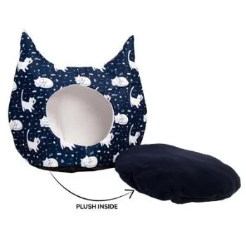 Hooded Cat Bed/Cave with Cat Designs