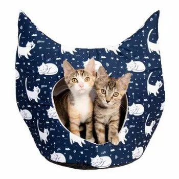 Hooded Cat Bed/Cave with Cat Designs