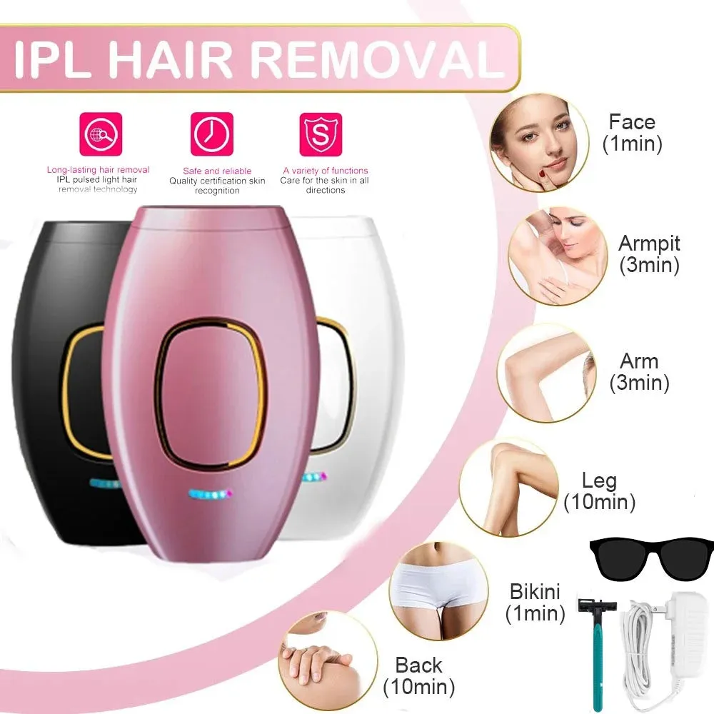 IPL Laser Hair Removal Device for Men and Women, Pain-free and Permanent Results, Safe for Whole Body Treatment