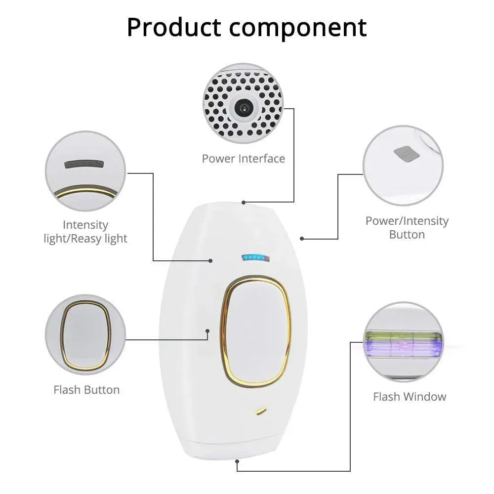 IPL Laser Hair Removal Device for Men and Women, Pain-free and Permanent Results, Safe for Whole Body Treatment